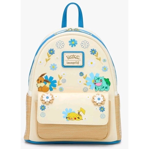 NEW Loungefly Pokémon Florals  Rattan Mini Backpack Eevee‎ Pikachu Spring main image 4